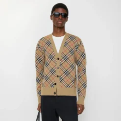 Check Cotton Wool Cardigan