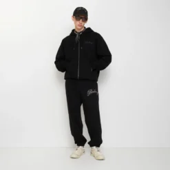 Check Cursive Logo Cotton Jogging Pants