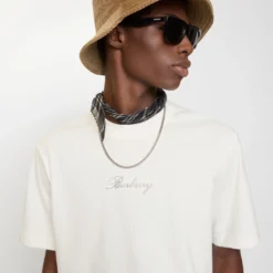 Check Cursive Logo Cotton T-shirt