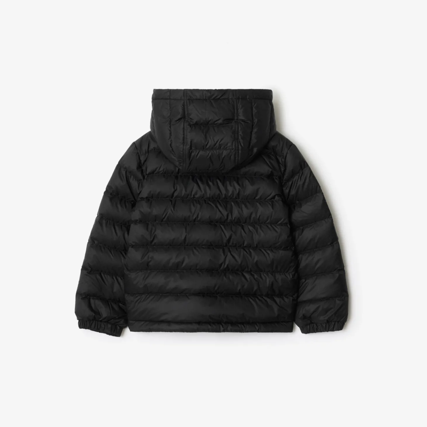 Checker-tape Nylon Hooded Puffer Jacket