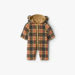 Check Fleece Hooded Jumpsuit