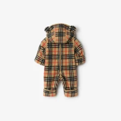 Check Fleece Hooded Jumpsuit