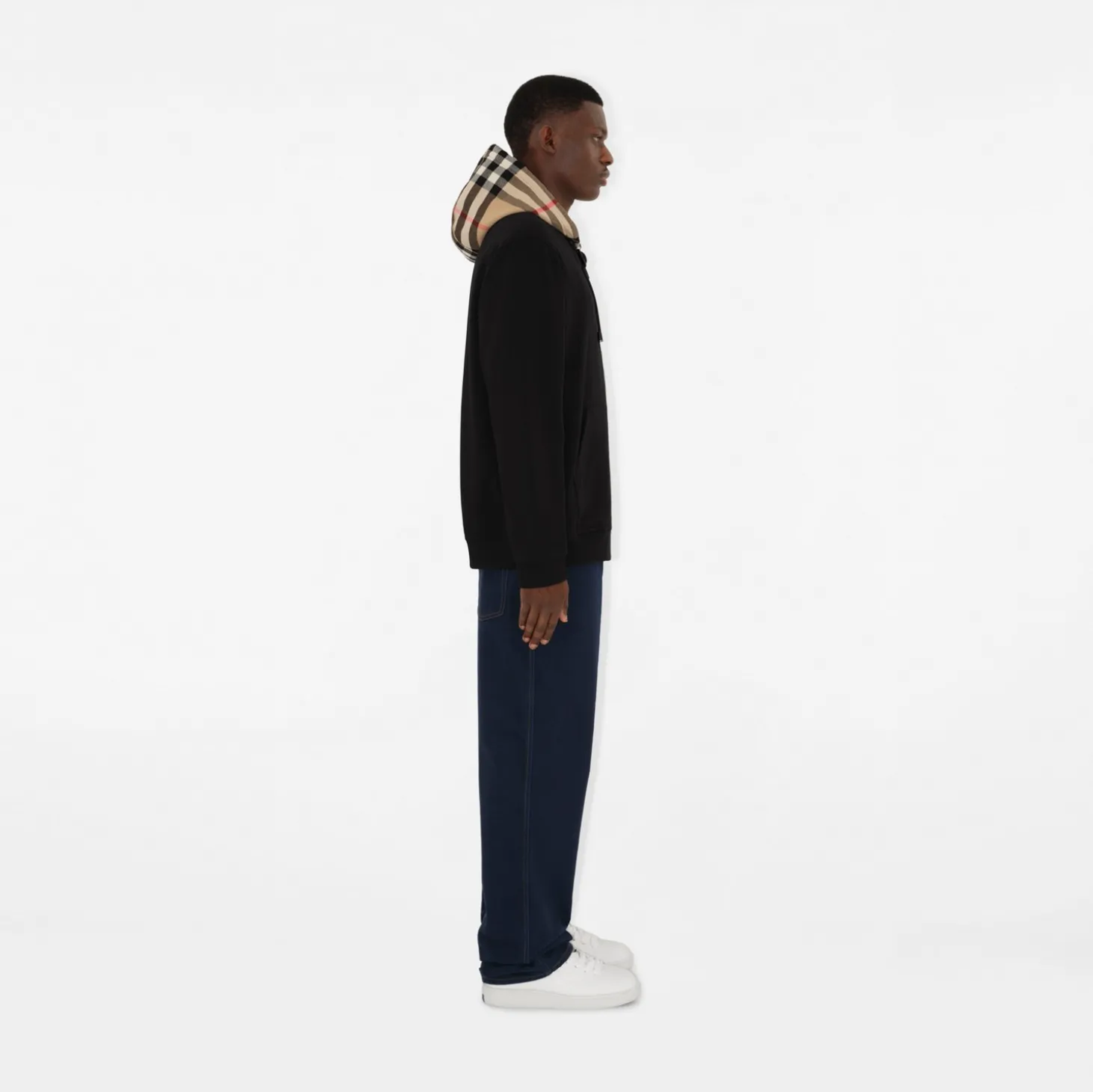 Check Hood Cotton Zip Hoodie