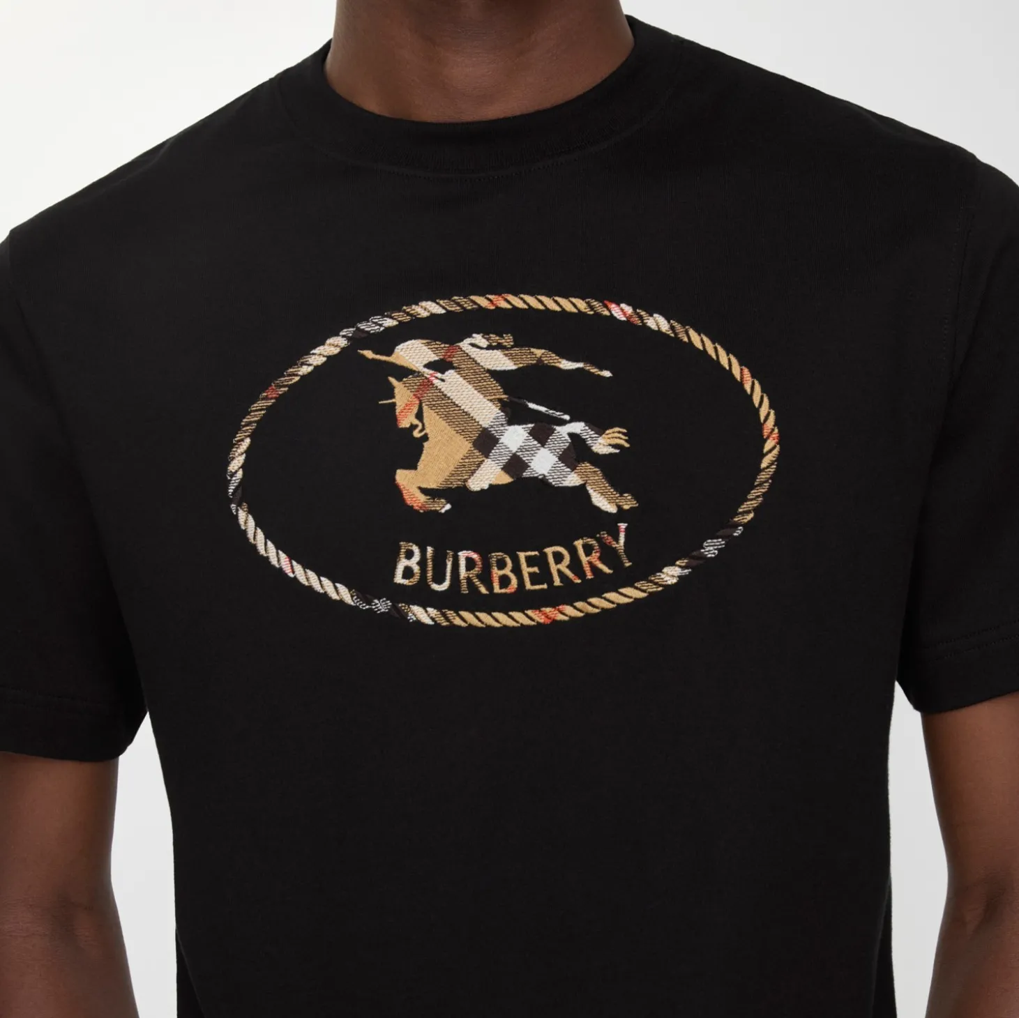 Check Knight Stamp Cotton T-shirt