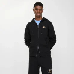 Check Knight Stamp Cotton Zip Hoodie