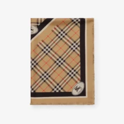 Check Knight Stamp Silk Scarf