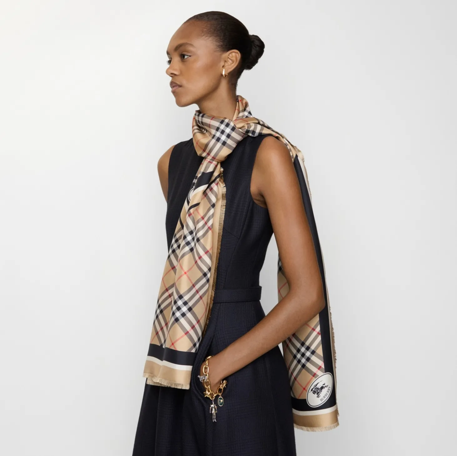 Check Knight Stamp Silk Scarf