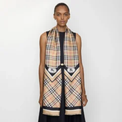 Check Knight Stamp Silk Scarf