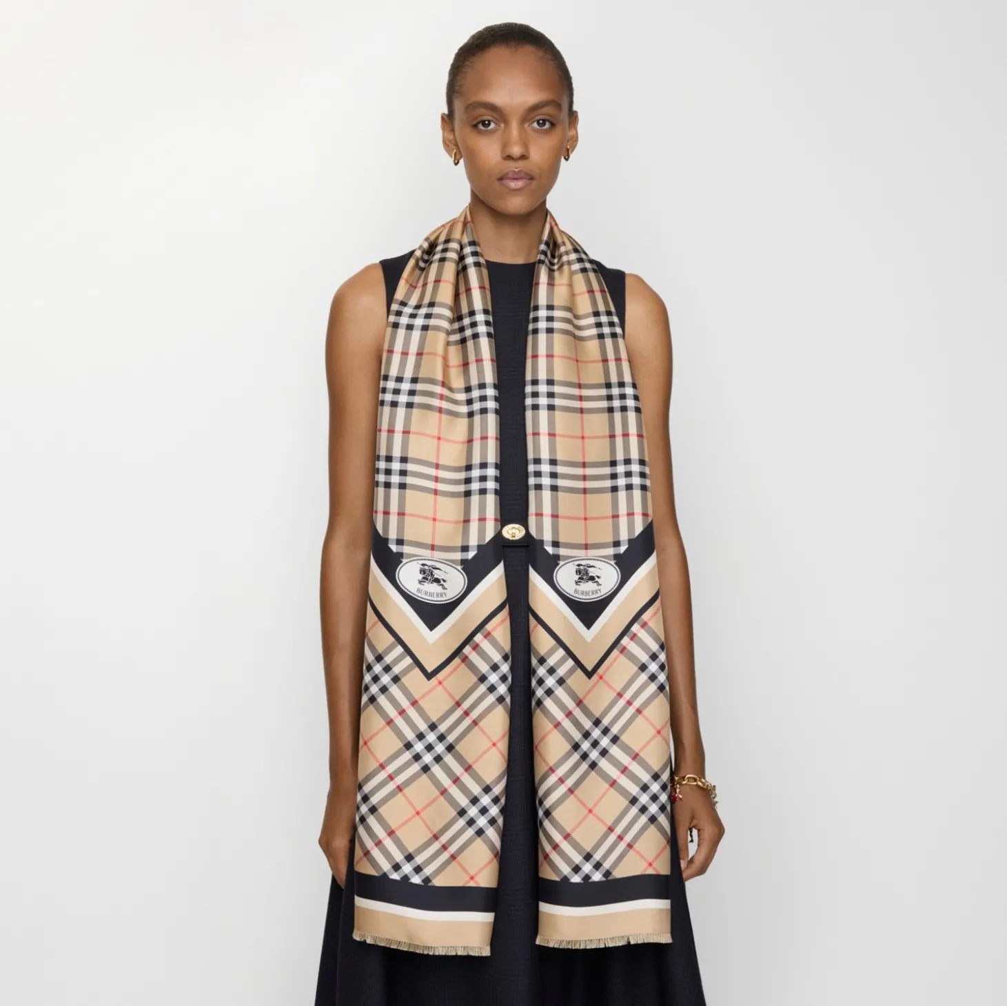 Check Knight Stamp Silk Scarf
