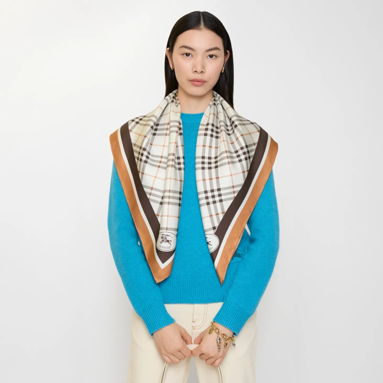 Check Knight Stamp Silk Scarf