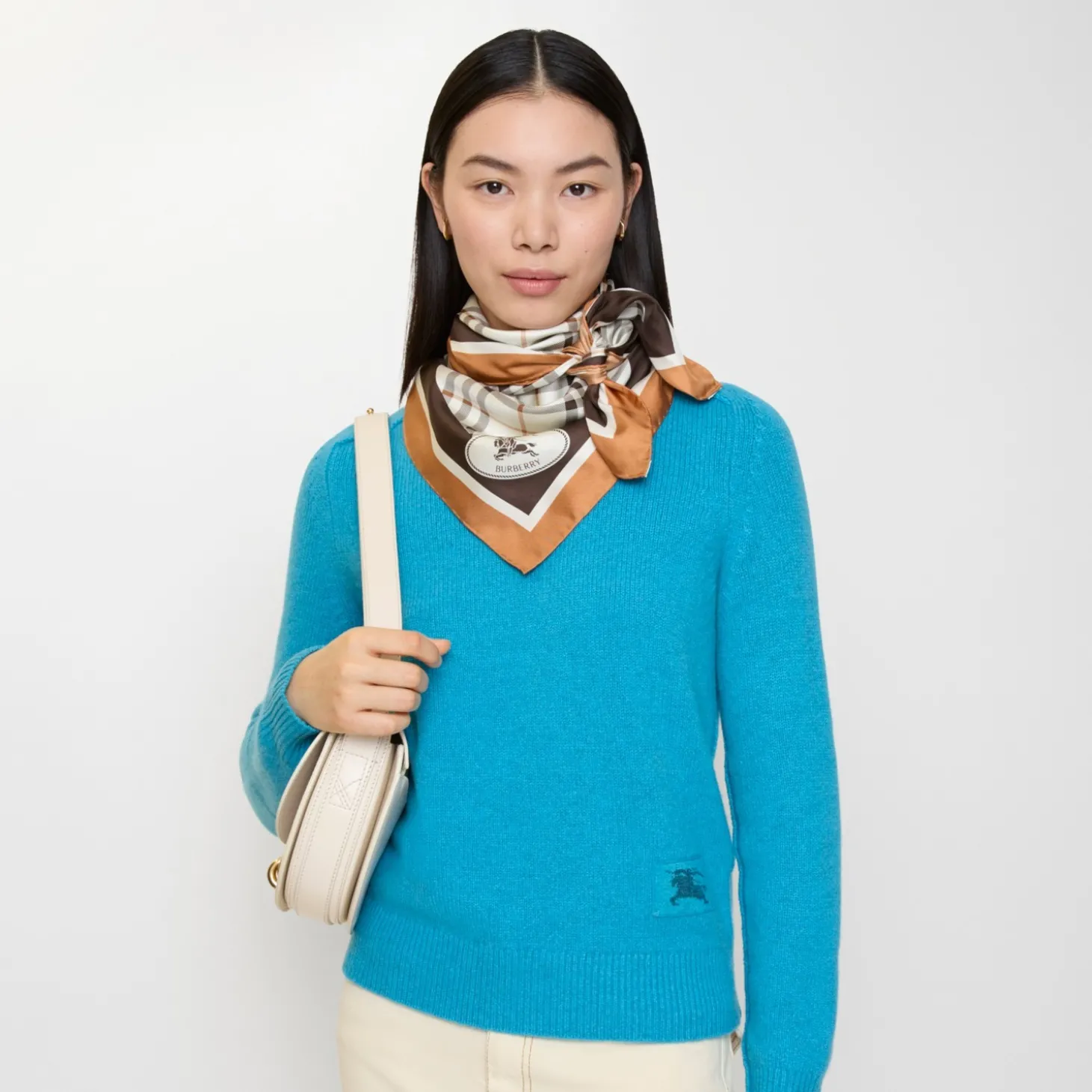 Check Knight Stamp Silk Scarf