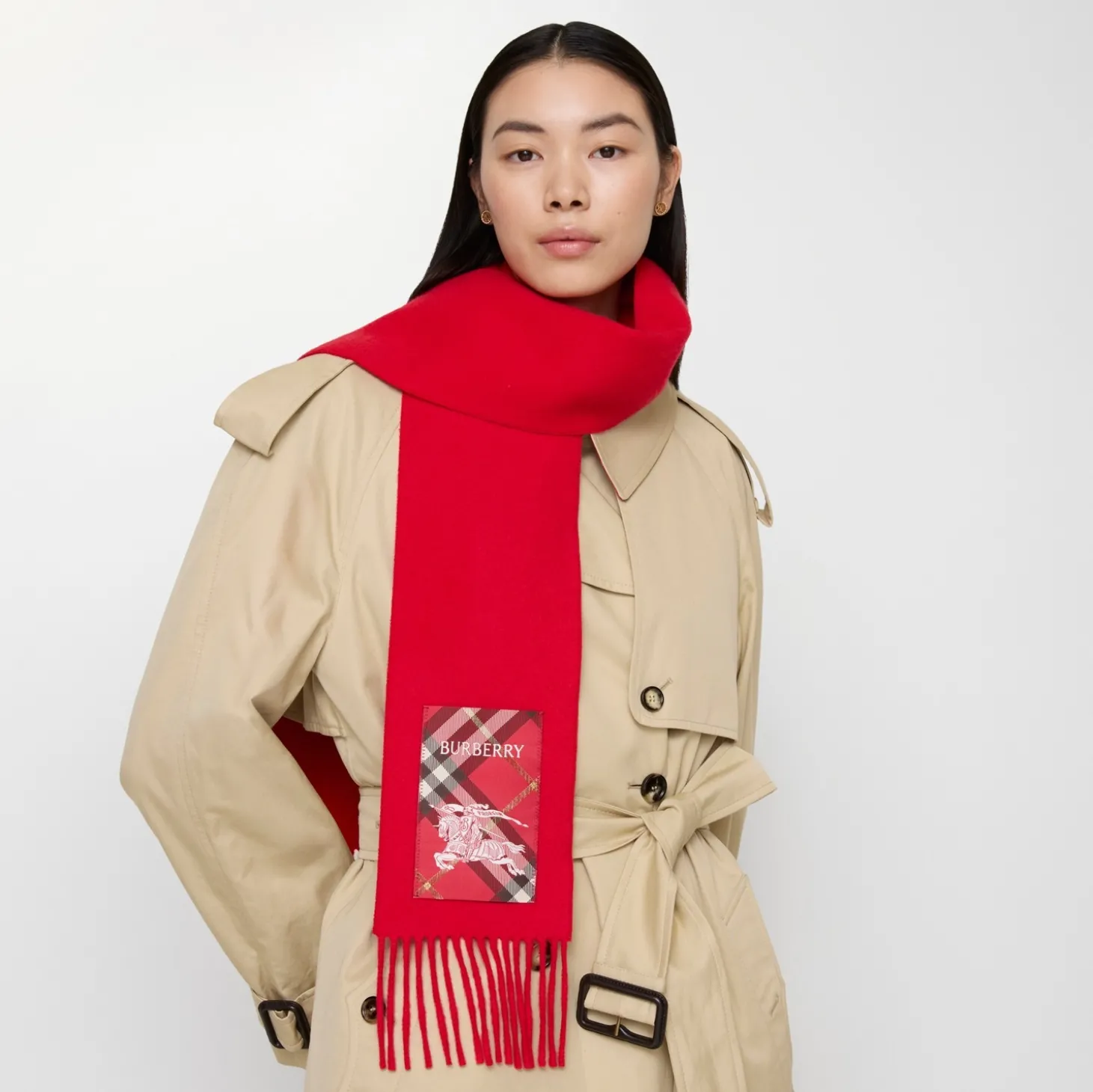 Check Label Cashmere Scarf