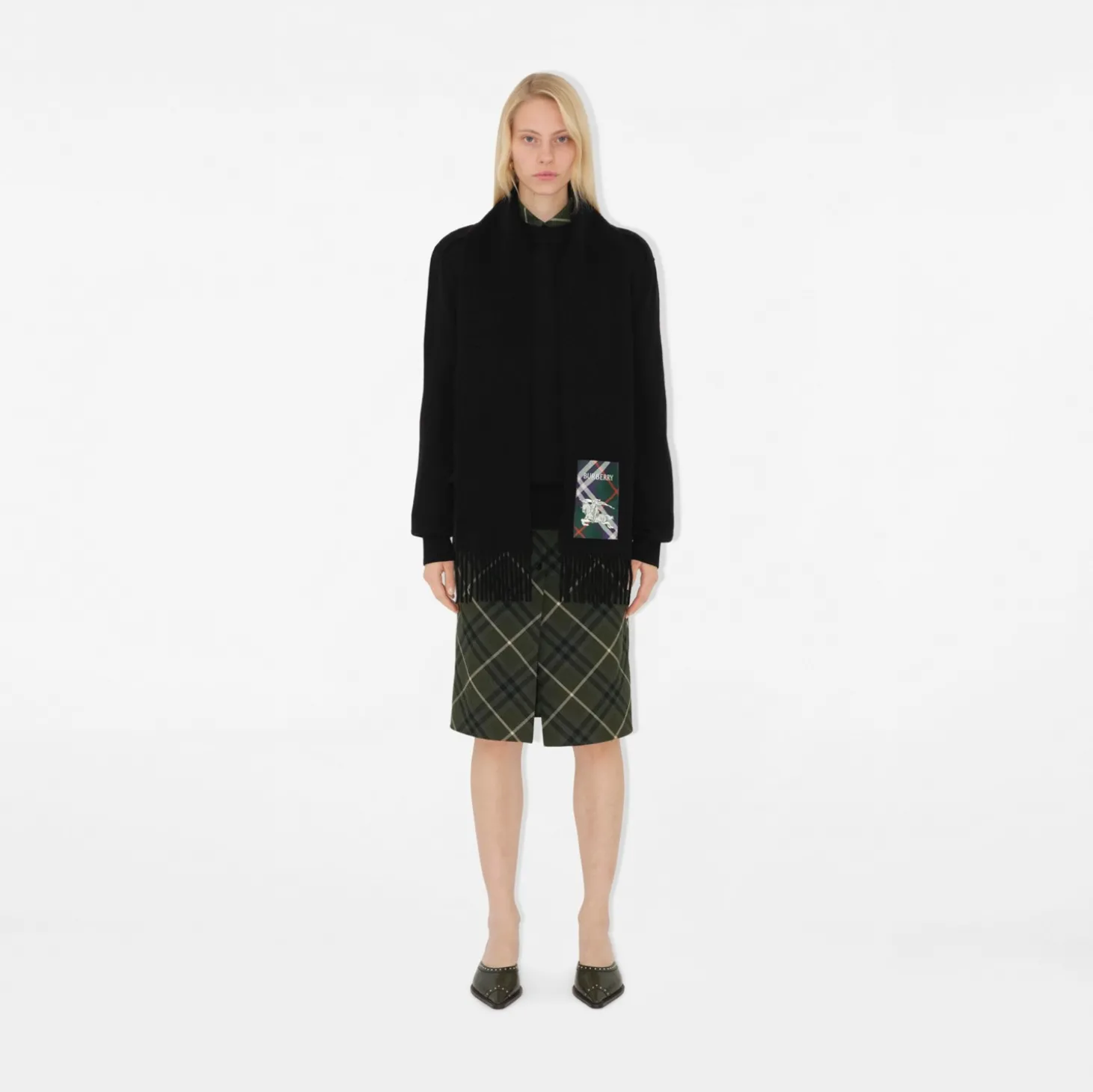 Check Label Cashmere Scarf