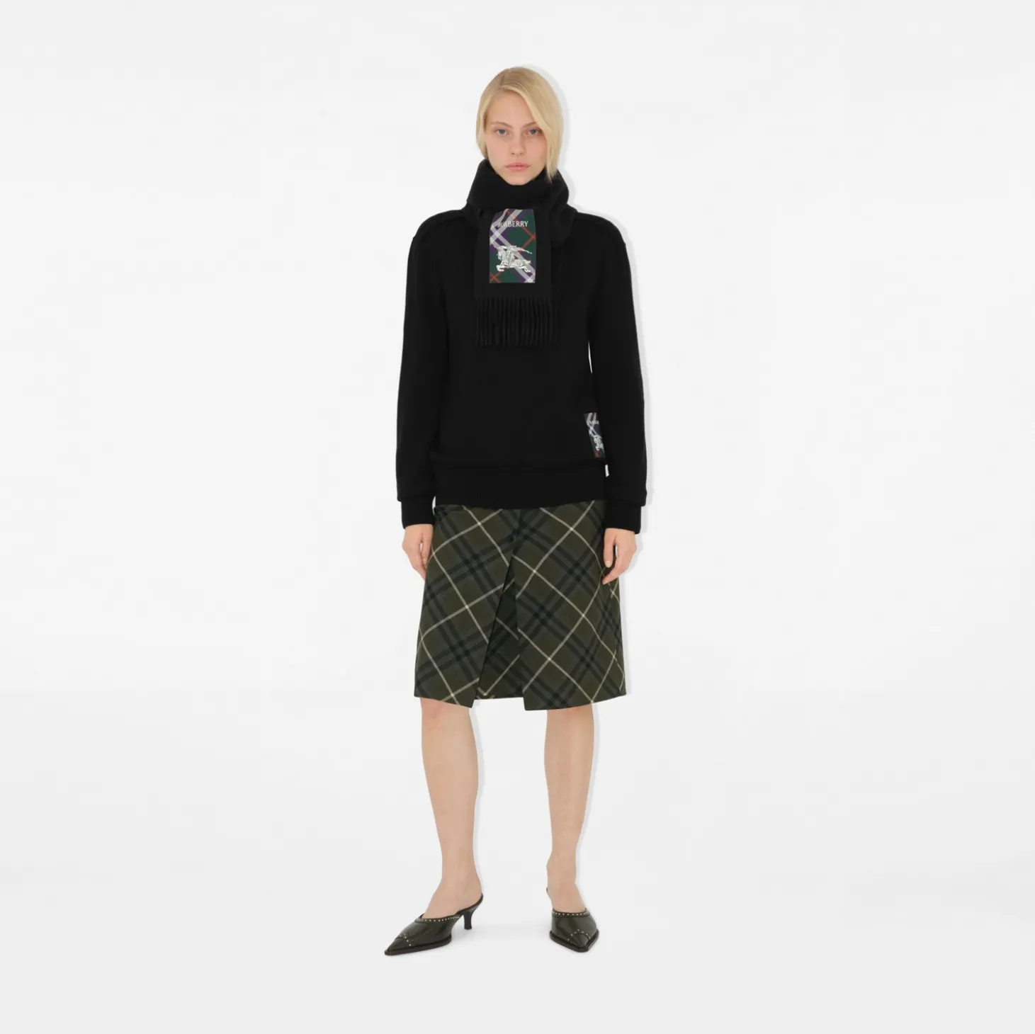 Check Label Cashmere Scarf
