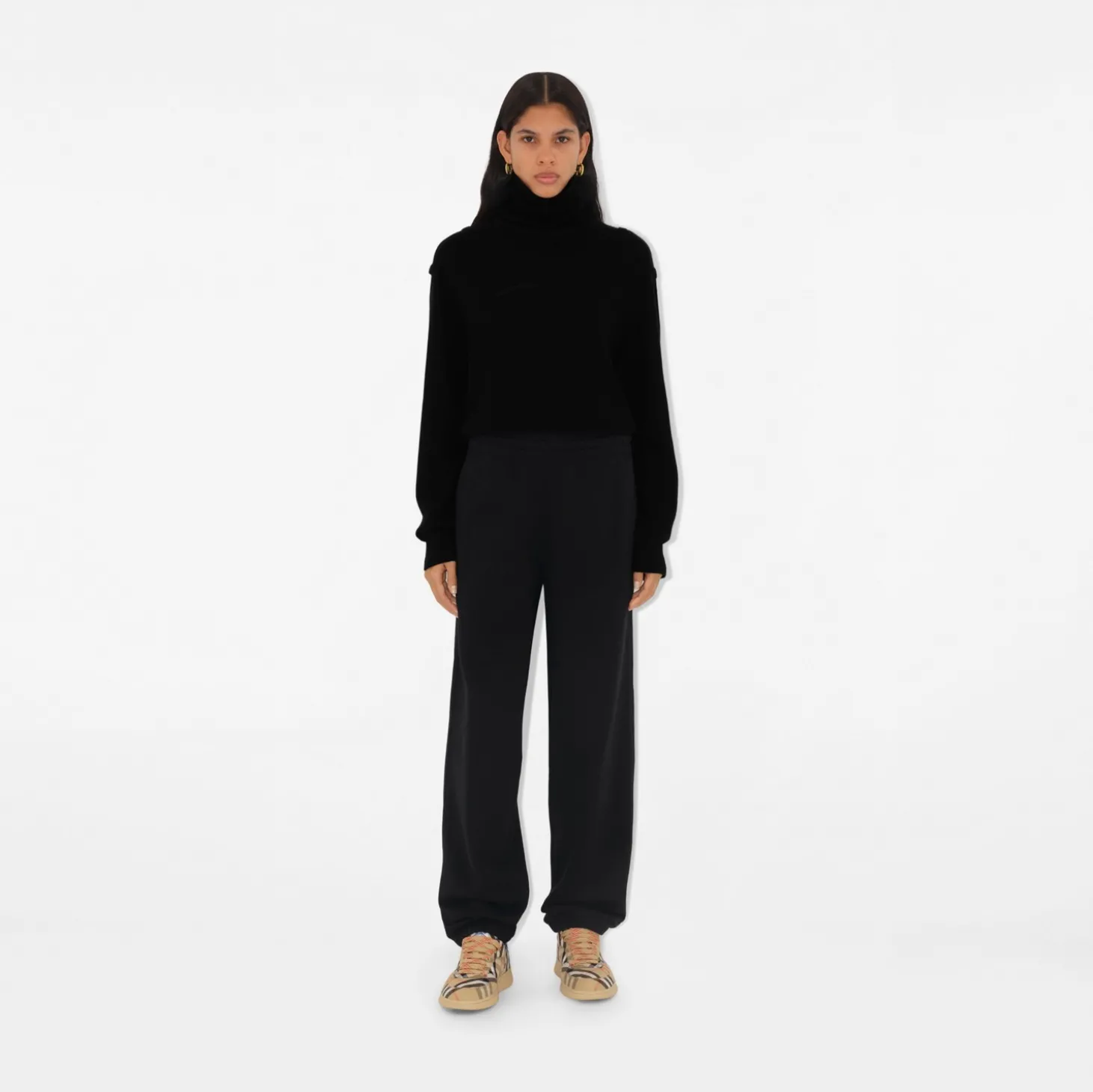 Check Label Cotton Jogging Pants