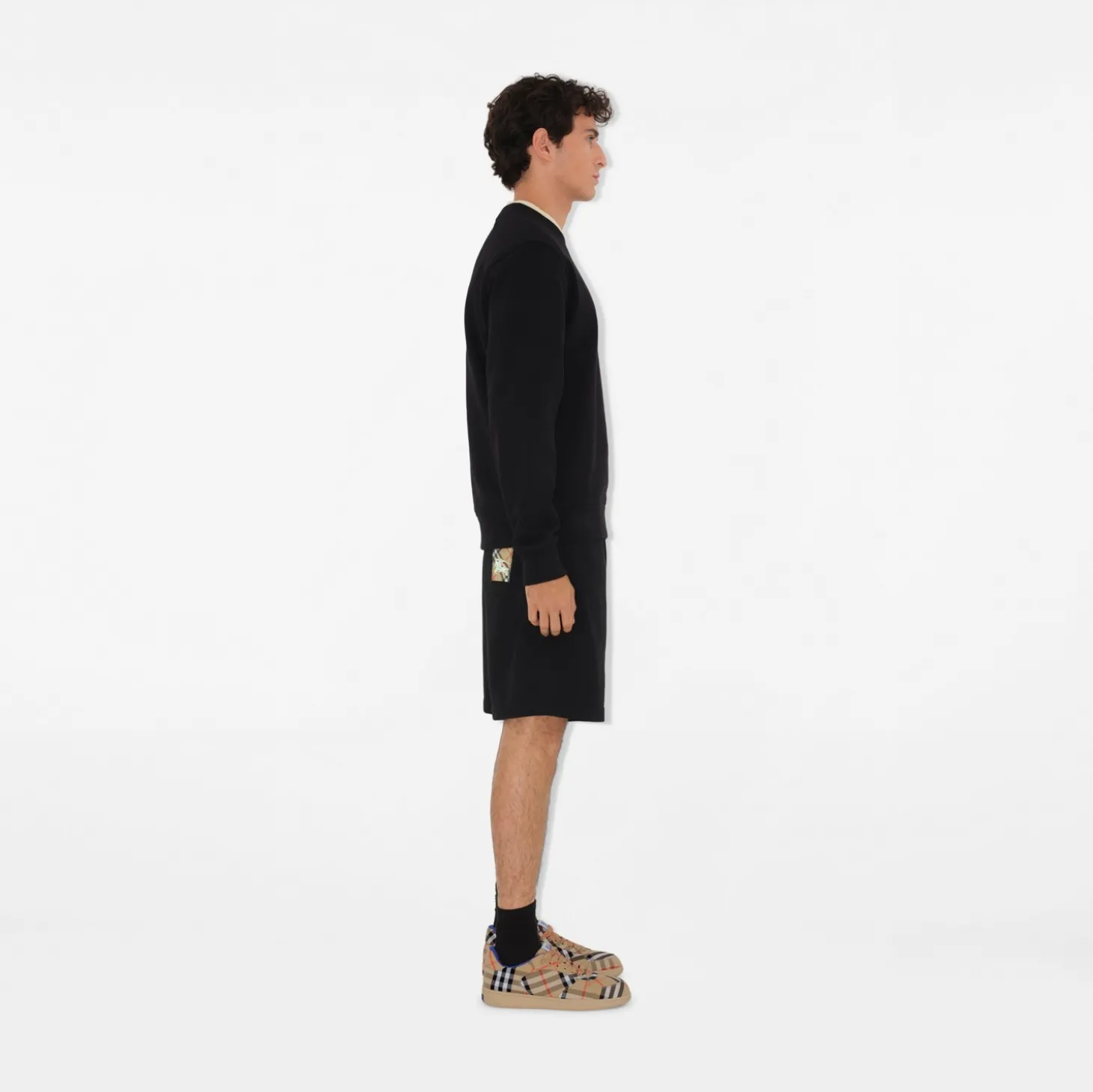 Check Label Cotton Shorts