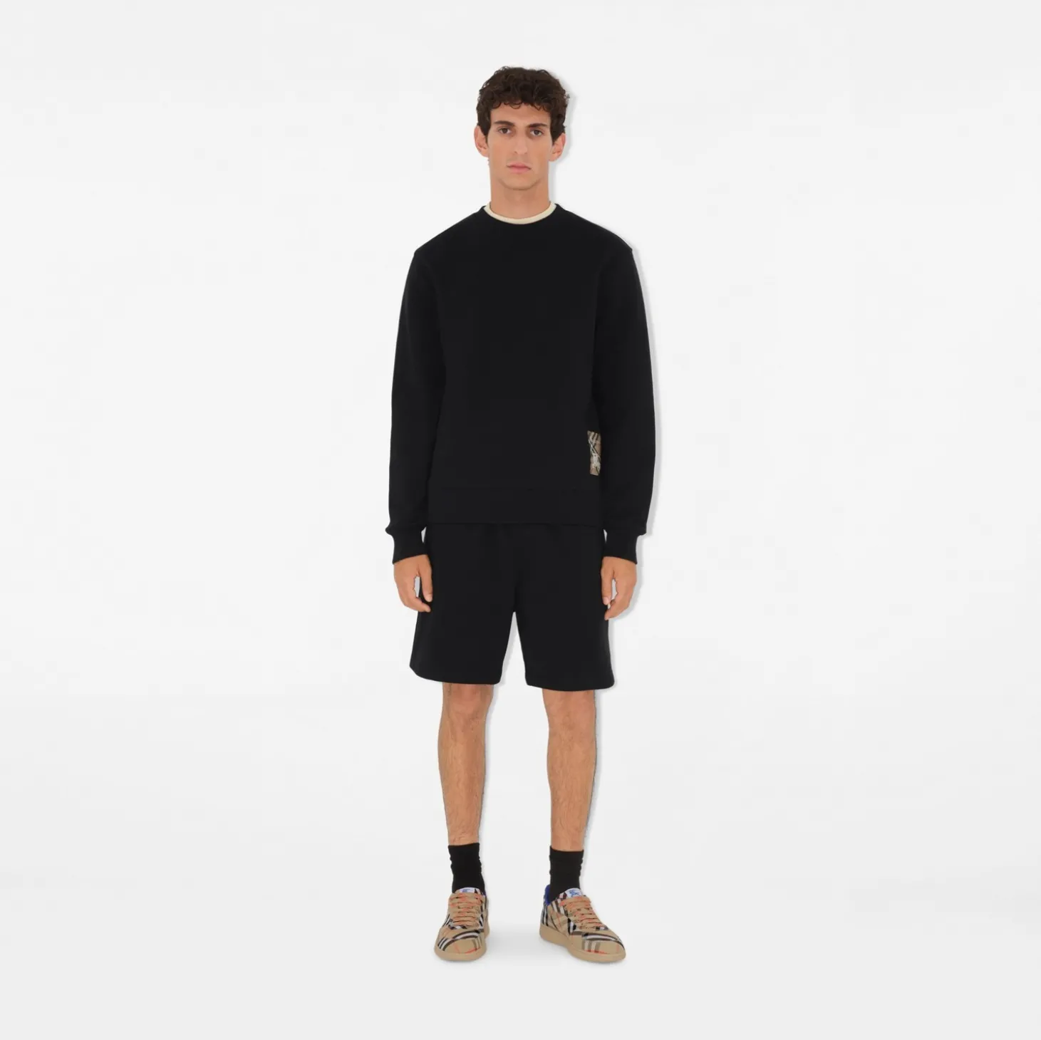 Check Label Cotton Shorts