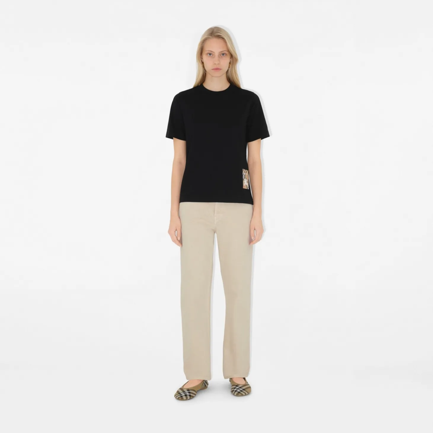 Check Label Cotton T-shirt