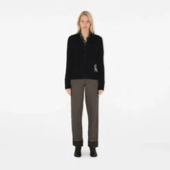 Check Label Wool Cardigan