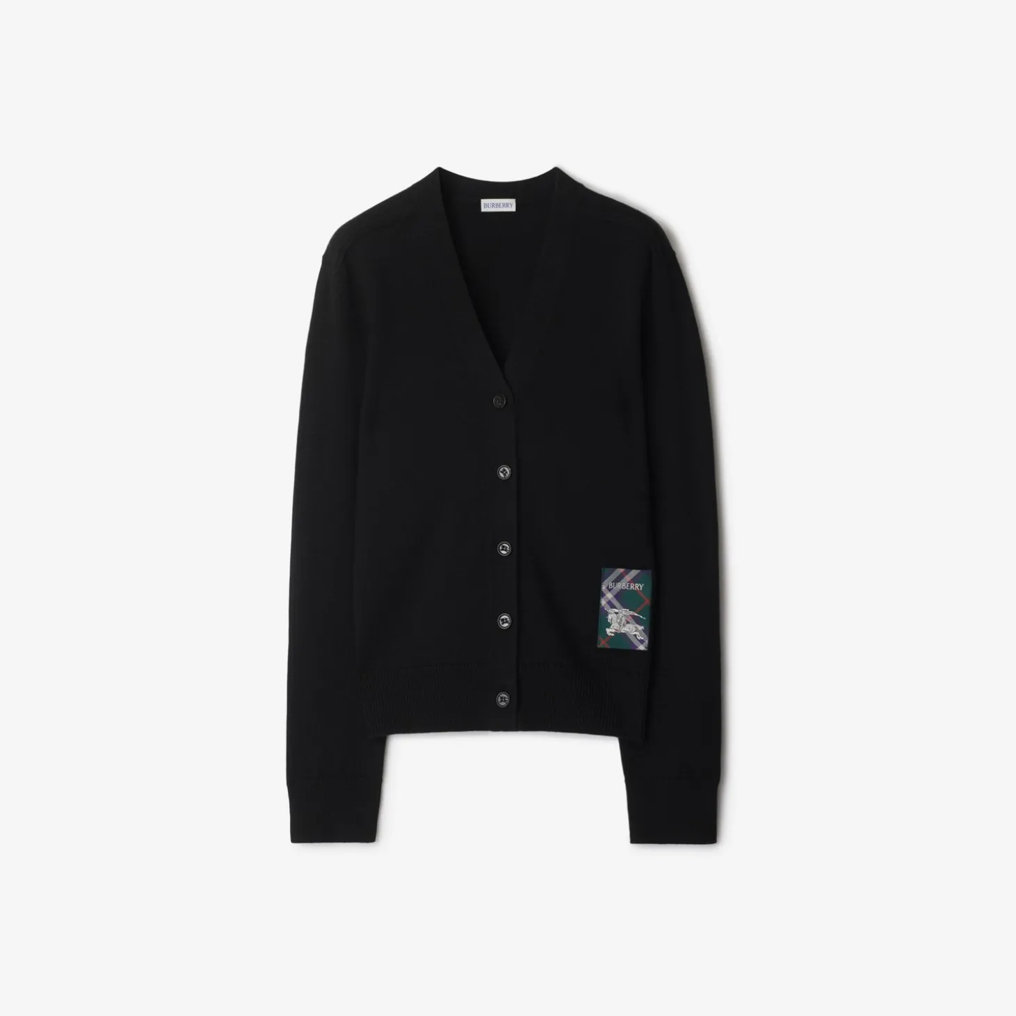 Check Label Wool Cardigan