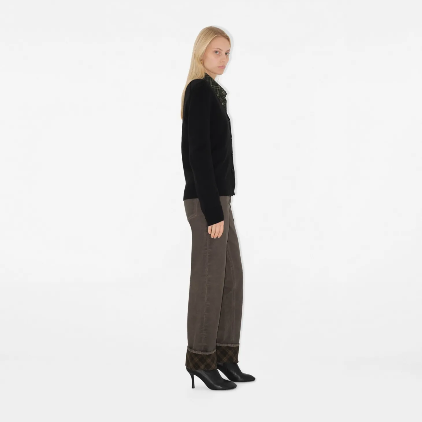 Check Label Wool Cardigan