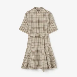 Check Linen Blend Dress
