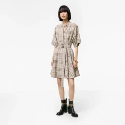Check Linen Blend Dress