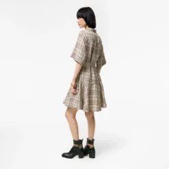 Check Linen Blend Dress