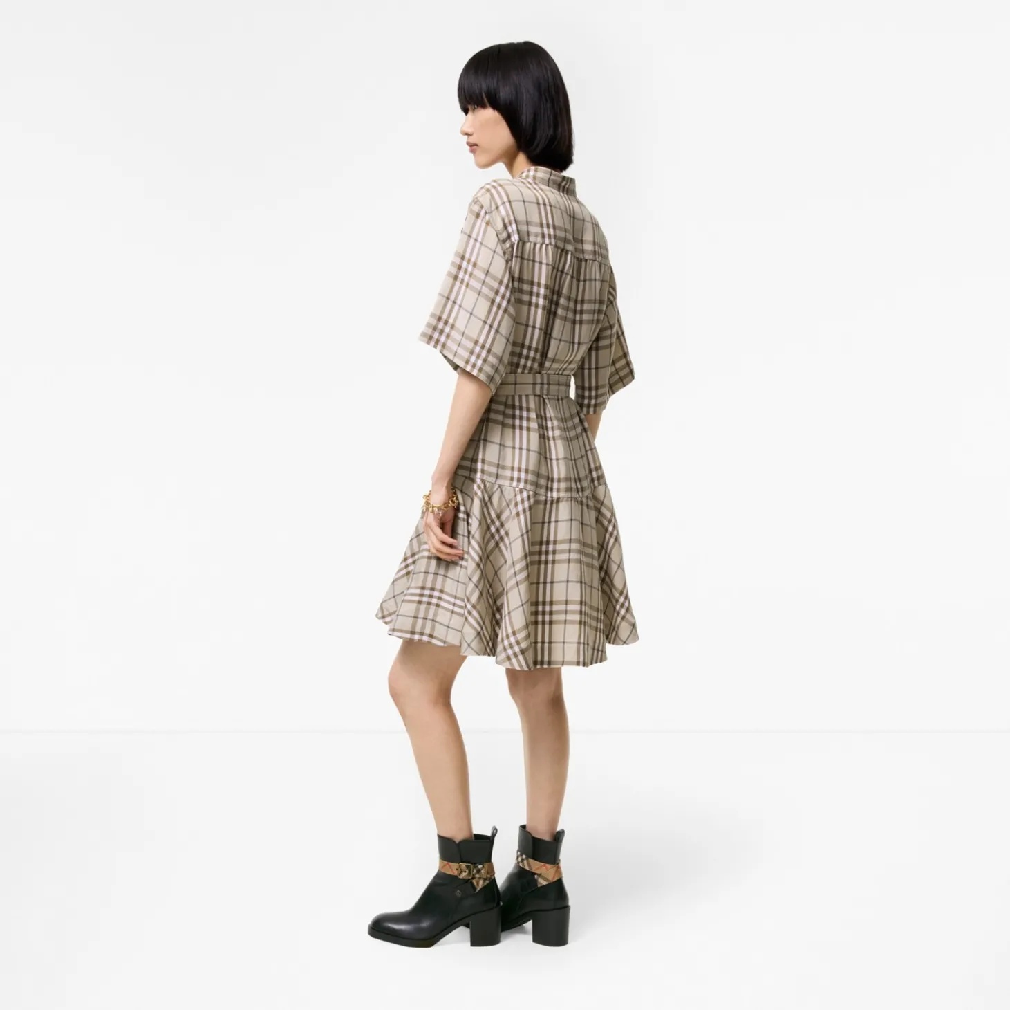 Check Linen Blend Dress