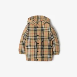 Check Nylon Puffer Coat