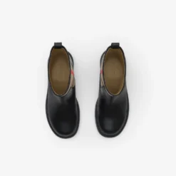 Check Panel Leather Boots