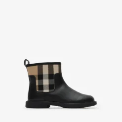 Check Panel Leather Boots