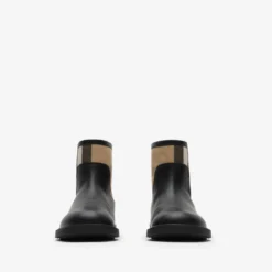 Check Panel Leather Boots