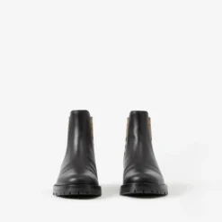 Check Panel Leather Chelsea Boots