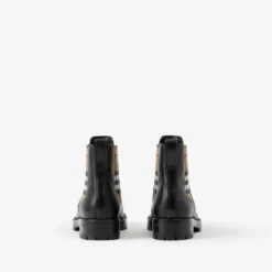 Check Panel Leather Chelsea Boots