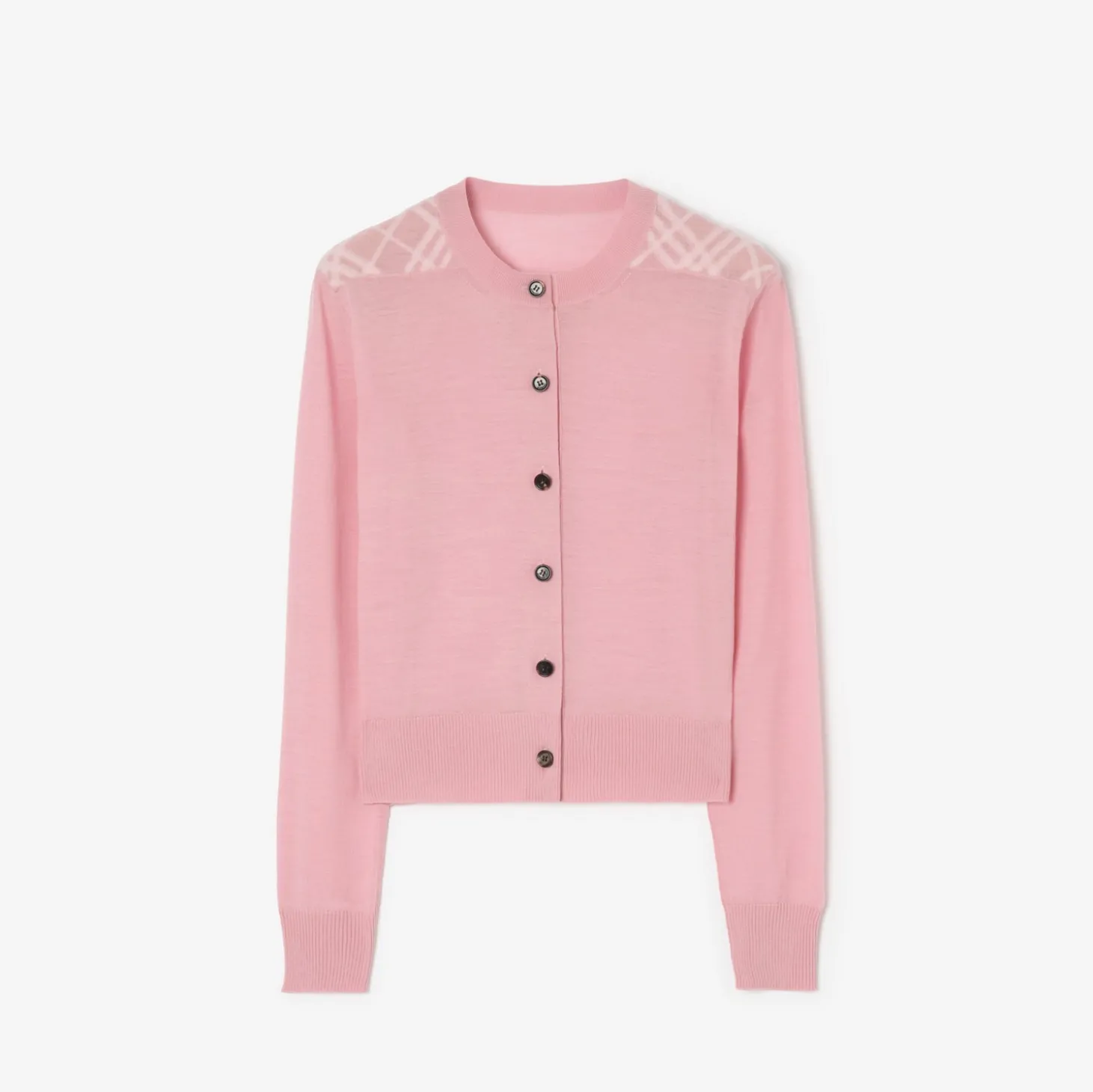 Check Panel Wool Silk Cardigan