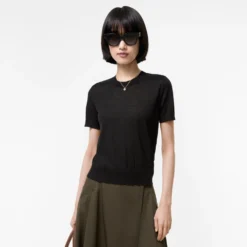 Check Panel Wool Silk Top