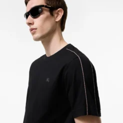 Check Piping Cotton T-shirt