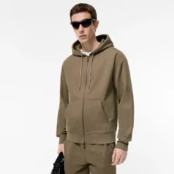 Check Piping Cotton Zip Hoodie