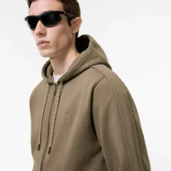 Check Piping Cotton Zip Hoodie