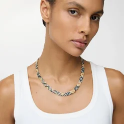 Check Print Necklace