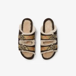 Check Shearling Urchin Sandals