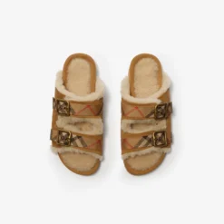 Check Shearling Urchin Sandals