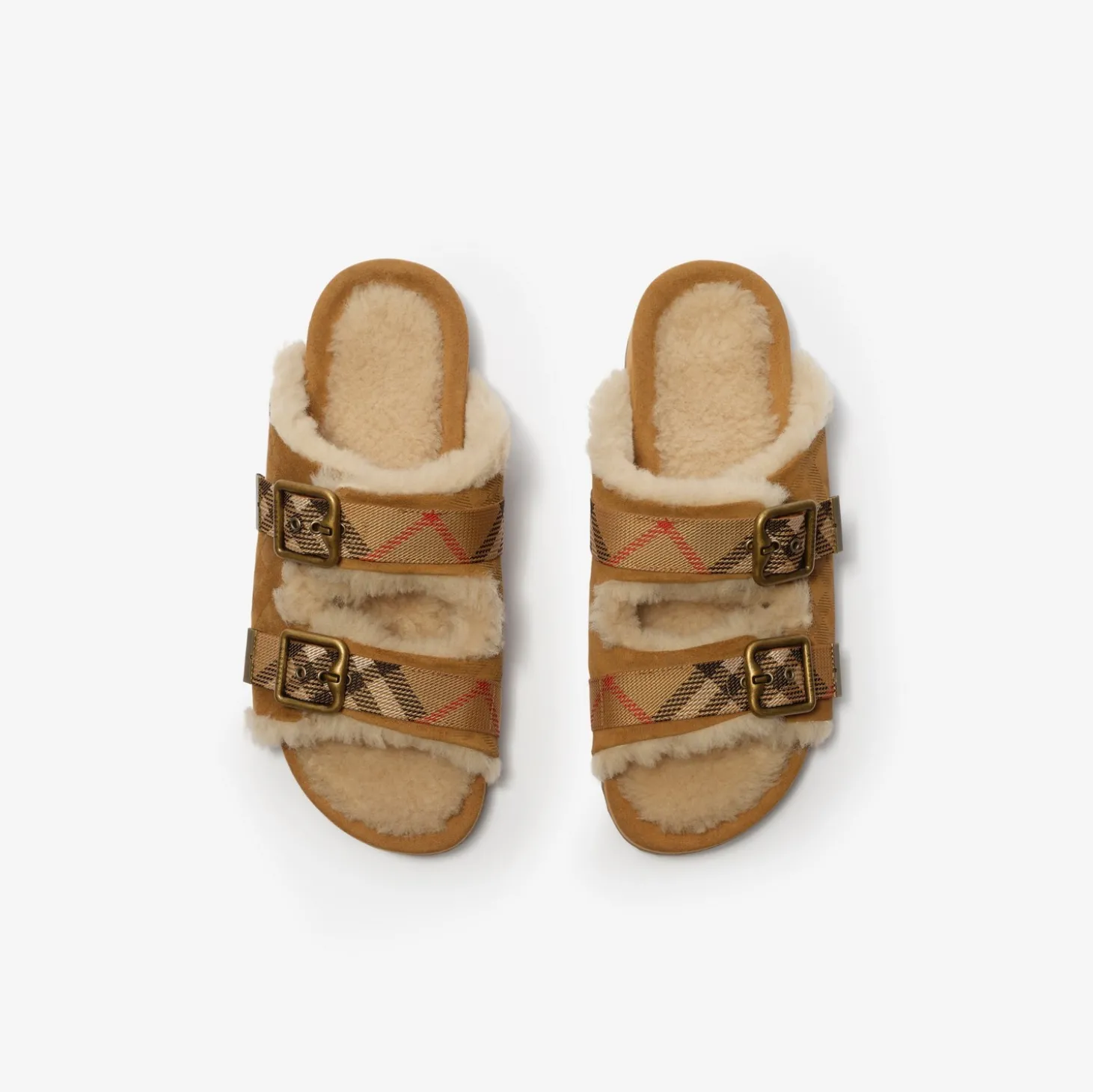 Check Shearling Urchin Sandals