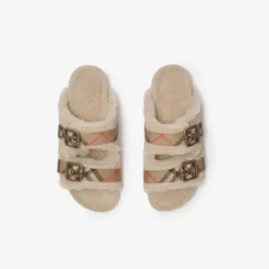Check Shearling Urchin Sandals