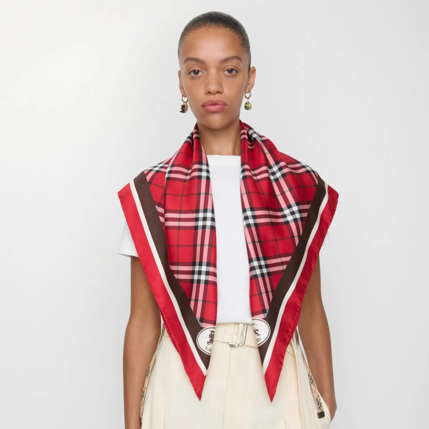Check Silk Scarf