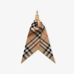Check Silk Scarf Charm