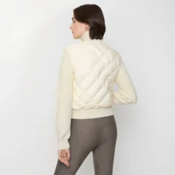 Check-stitch Nylon and Wool Jacket