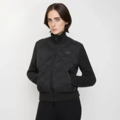 Check-stitch Nylon and Wool Jacket
