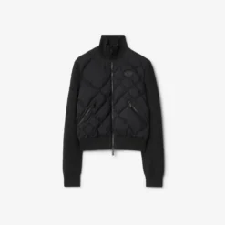Check-stitch Nylon and Wool Jacket